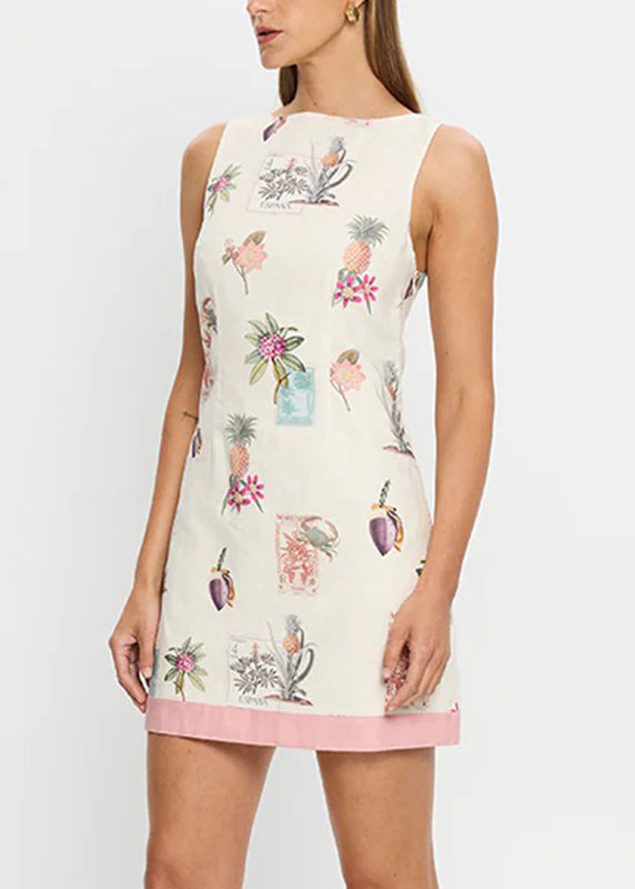 Beige Slash Neck Patchwork Mid Dresses Summer