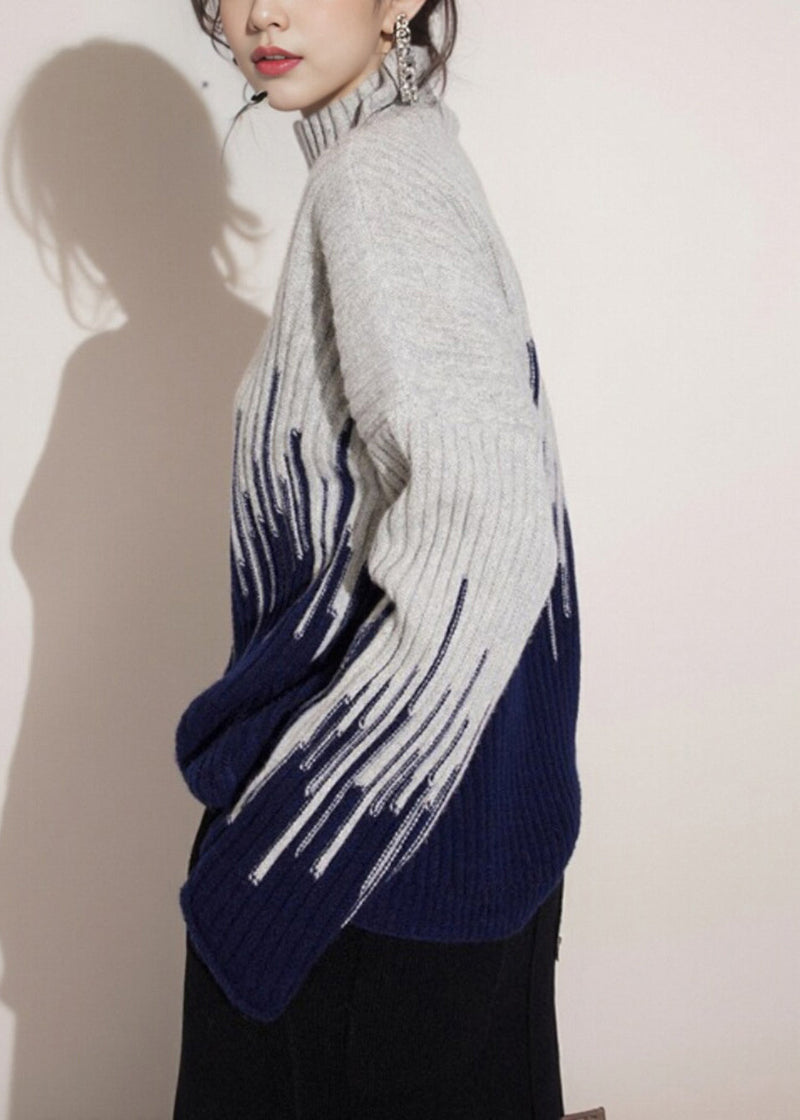 Beige Turtleneck Thick Knit Sweater Spring