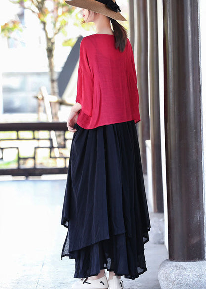 Black Asymmetrical Design Cotton Spaghetti Strap Dress Summer