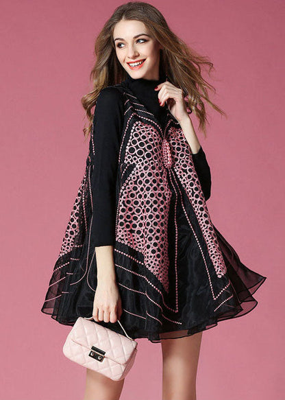 Black Embroideried Butterfly Organza Two Piece Set Clothing Spring