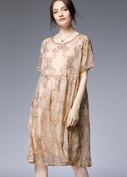 Black O-neck Embroideried Patchwork Dresses Two Pieces Set Summer