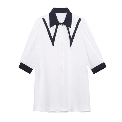 Black Patchwork Cotton Button Summer Robe Dresses