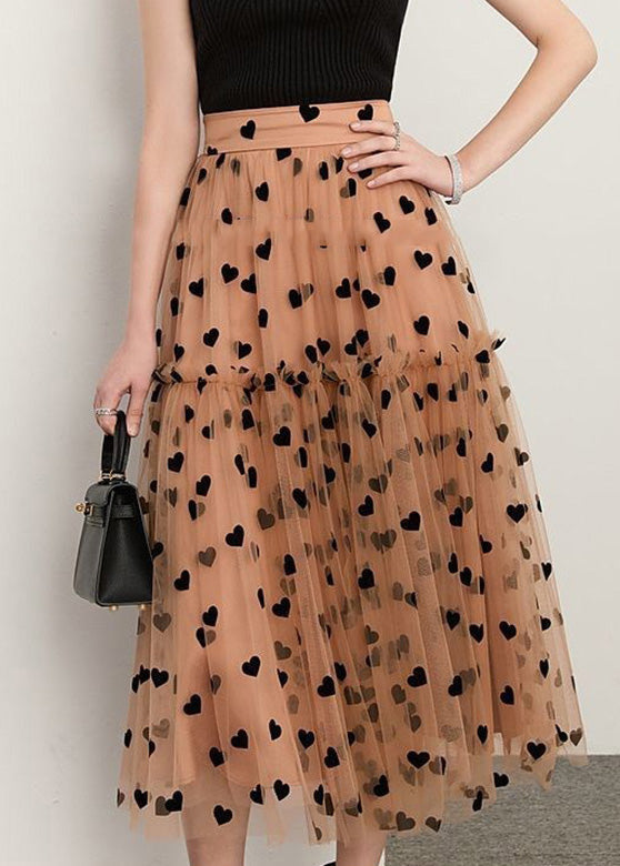 Chocolate Patchwork Loving Heart Dot Tulle Skirt Spring