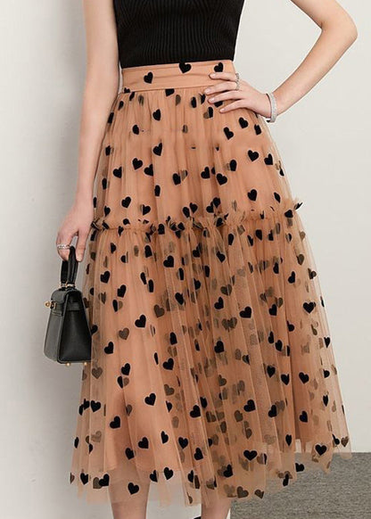 Chocolate Patchwork Loving Heart Dot Tulle Skirt Spring