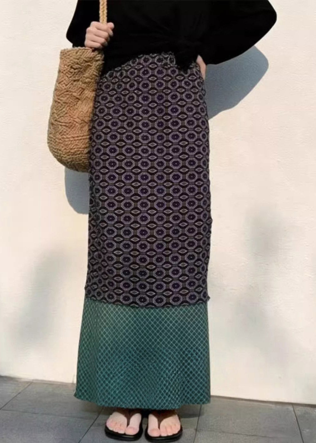 Colorblock High Waist Patchwork a Line Skirts