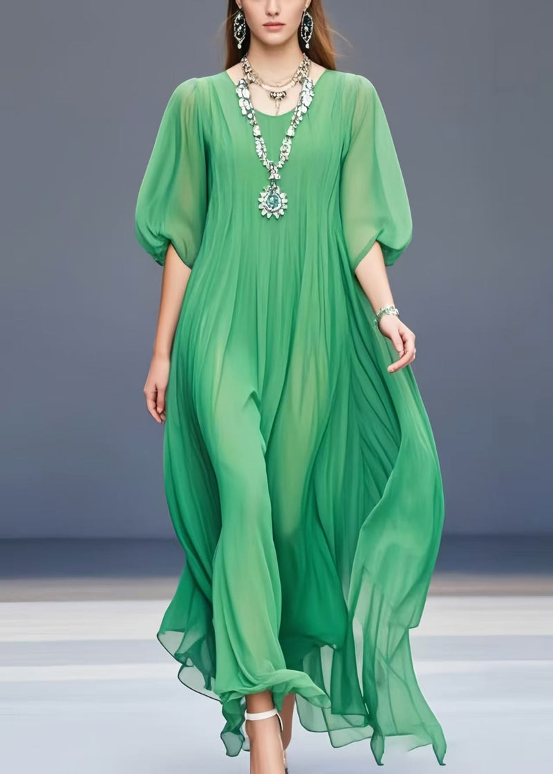 Grass Green Oversized Draping Chiffon Dress Summer