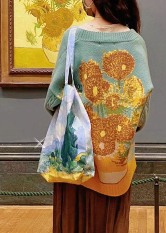 Green Button Cotton Knit Sweaters Coats Fall