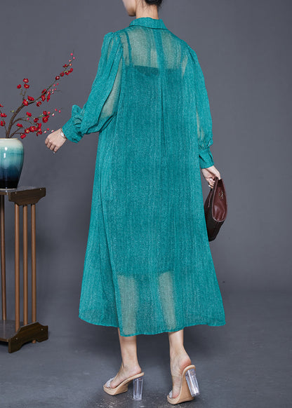 Green Oversized Draping Chiffon Two Pieces Set Summer