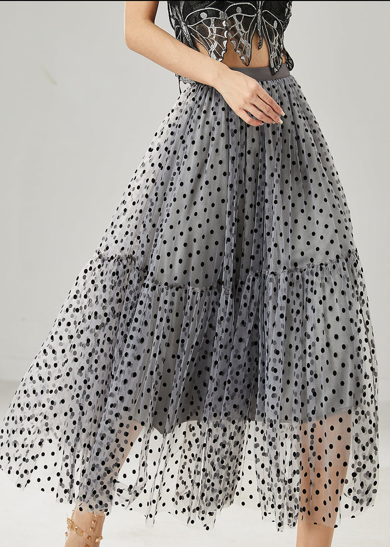 Grey Dot Patchwork Tulle Skirts Summer