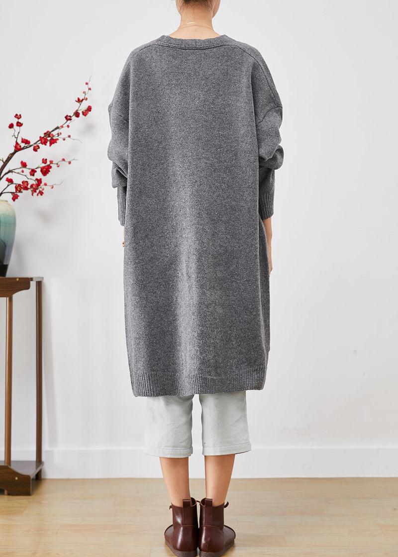 Grey Oversized Cozy Knit Cardigan Spring