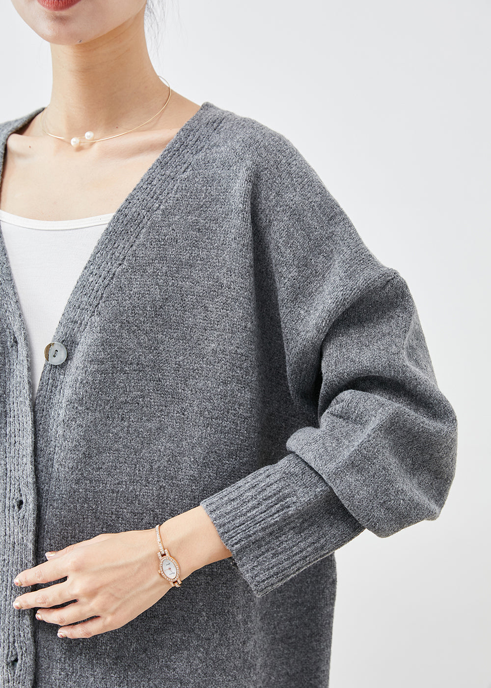 Grey Oversized Cozy Knit Cardigan Spring