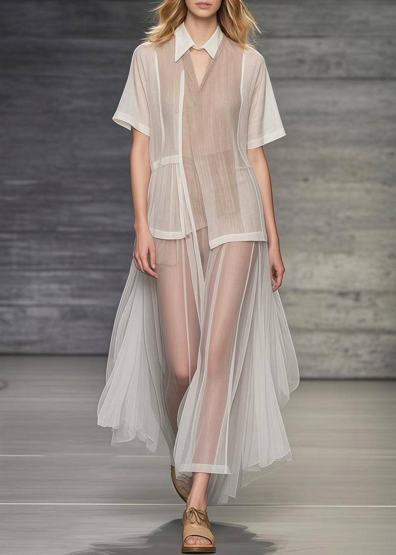 Khaki Asymmetrical Patchwork Tulle Robe Dresses Summer