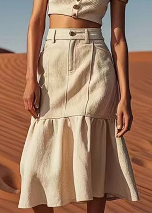 Linen Button High Waist Linen Skirts Summer
