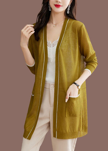 Matcha Colour V Neck Ice Size Knit Cardigans Long Sleeve