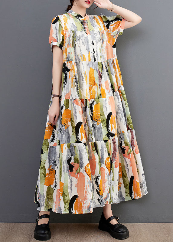 Oversized Ink and Wash Print Cotton Robe Dresses Summer