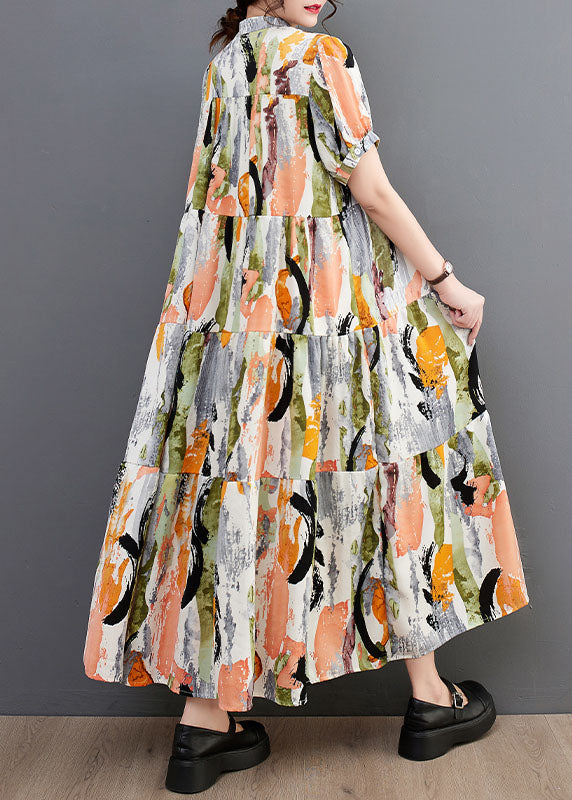Oversized Ink and Wash Print Cotton Robe Dresses Summer