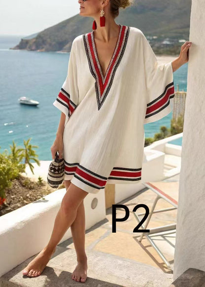 Oversized Print Cotton Beach Dress Summer