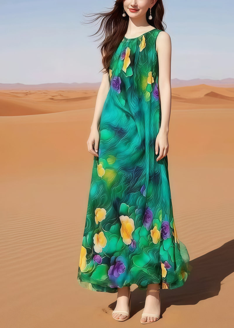 Oversized Print Cotton Holiday Dress Sleeveless