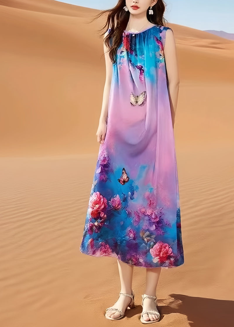 Oversized Print Cotton Holiday Dress Sleeveless