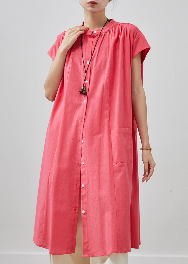 Pink Oversized Cotton Mid Dress Summer