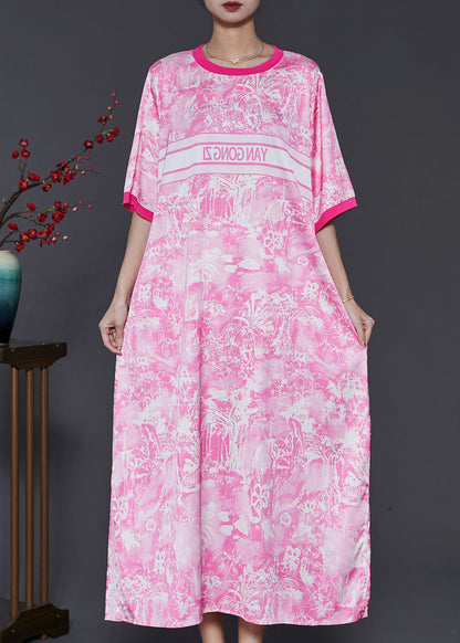 Pink Oversized Print Cotton Dress Summer