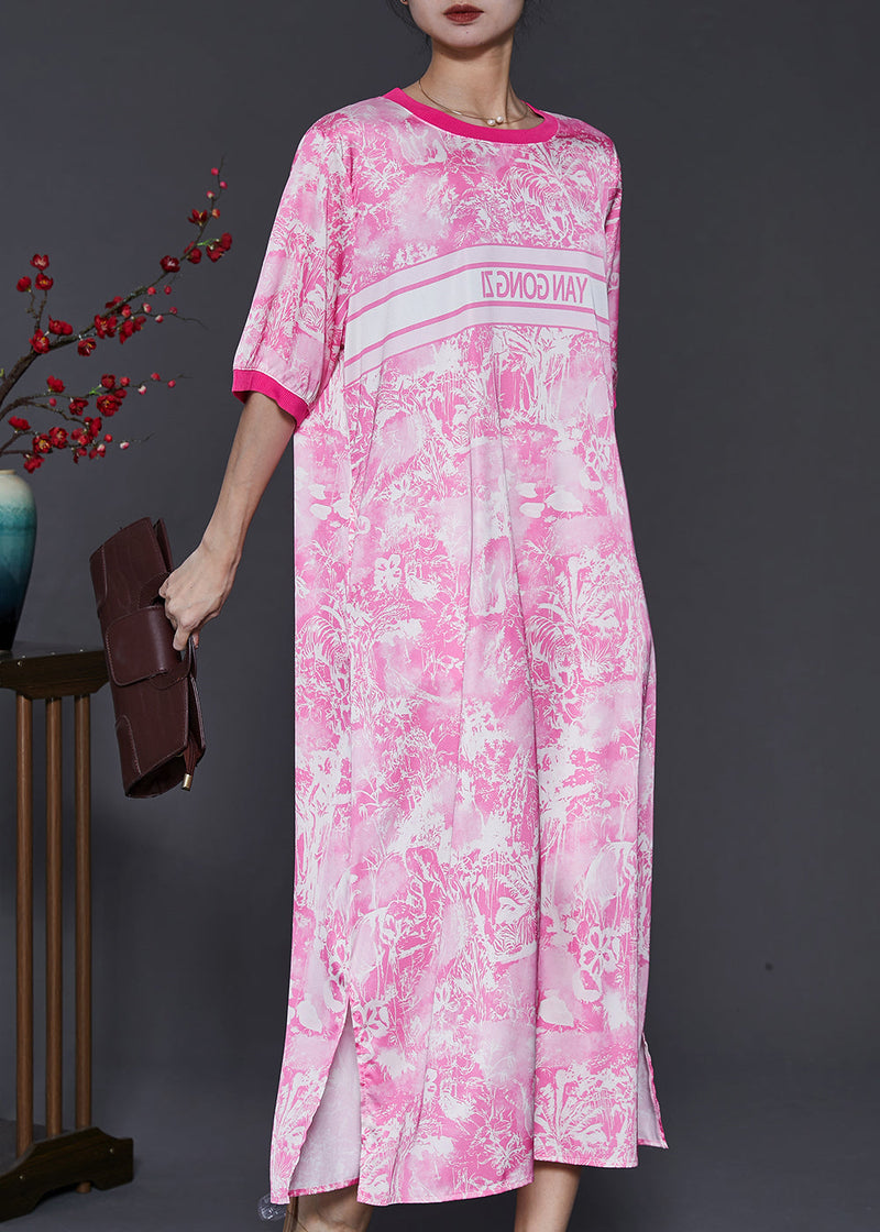 Pink Oversized Print Cotton Dress Summer