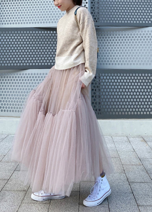 Pink Patchwork Tulle Skirts Spring