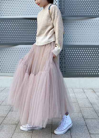 Pink Patchwork Tulle Skirts Spring