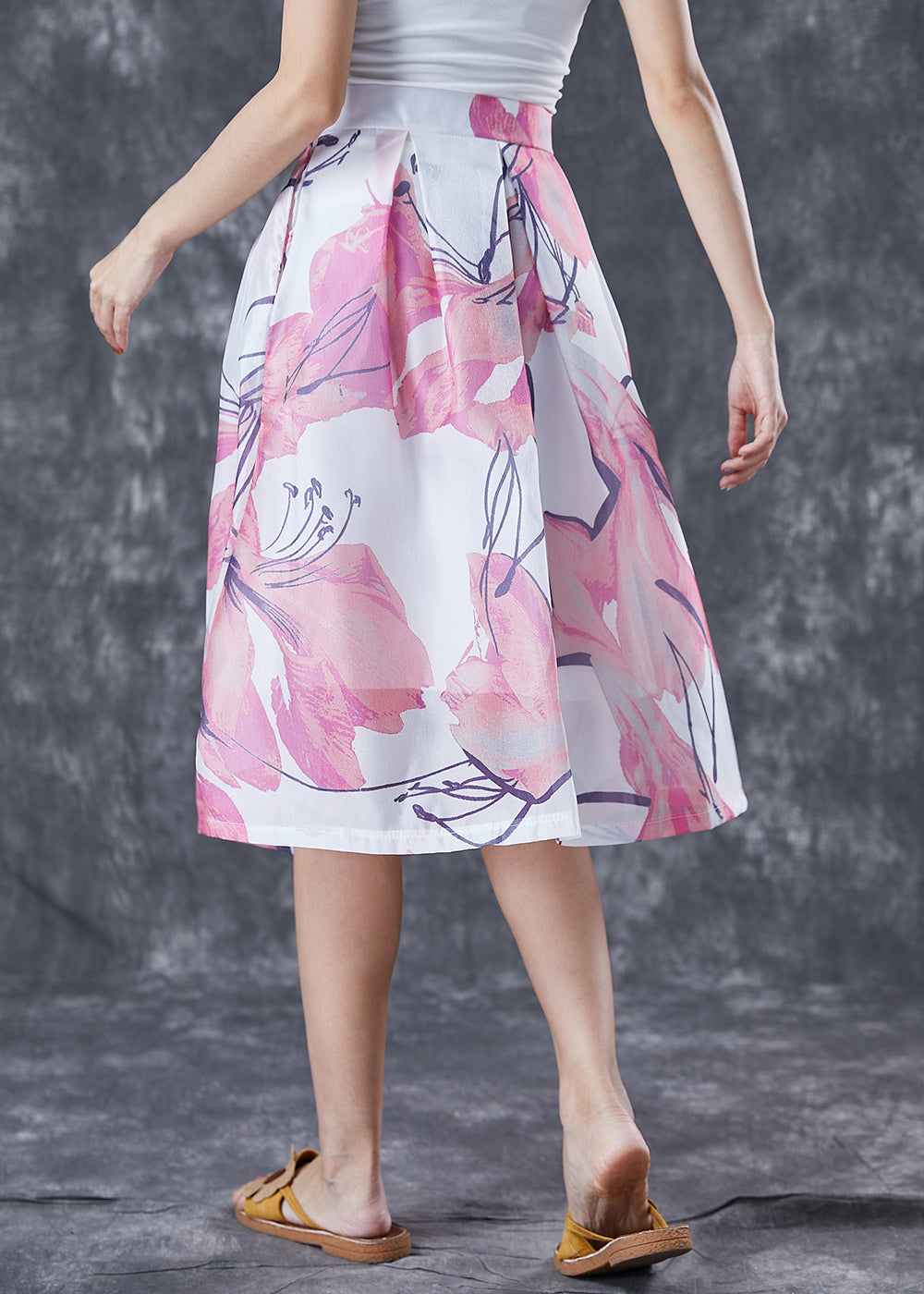 Pink Print Slim Fit a Line Skirt Summer