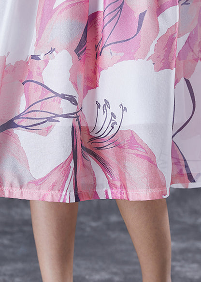 Pink Print Slim Fit a Line Skirt Summer
