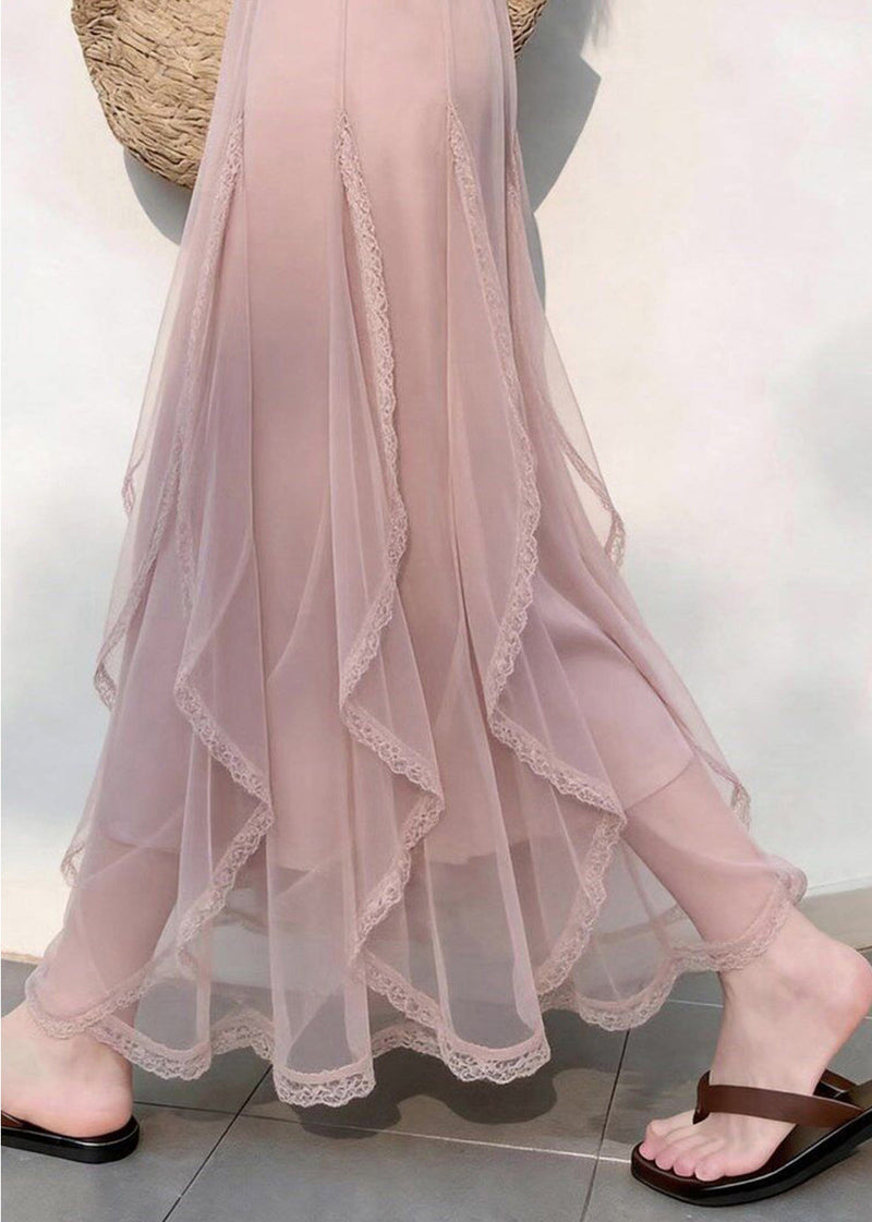 Pink Ruffled Tulle Holiday Skirt Summer