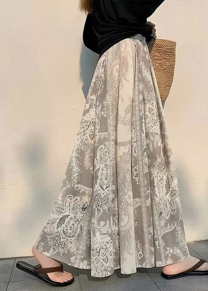 Print High Waist Maxi Skirt Summer