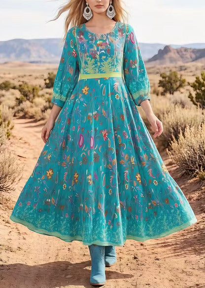 V Neck Print Exra Large Hem Cotton Maxi Dresses Summer
