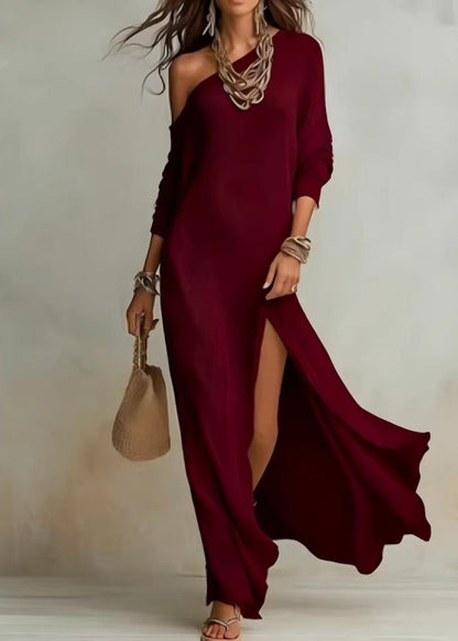 White Cold Shoulder Side Open Cotton Maxi Dresses Summer