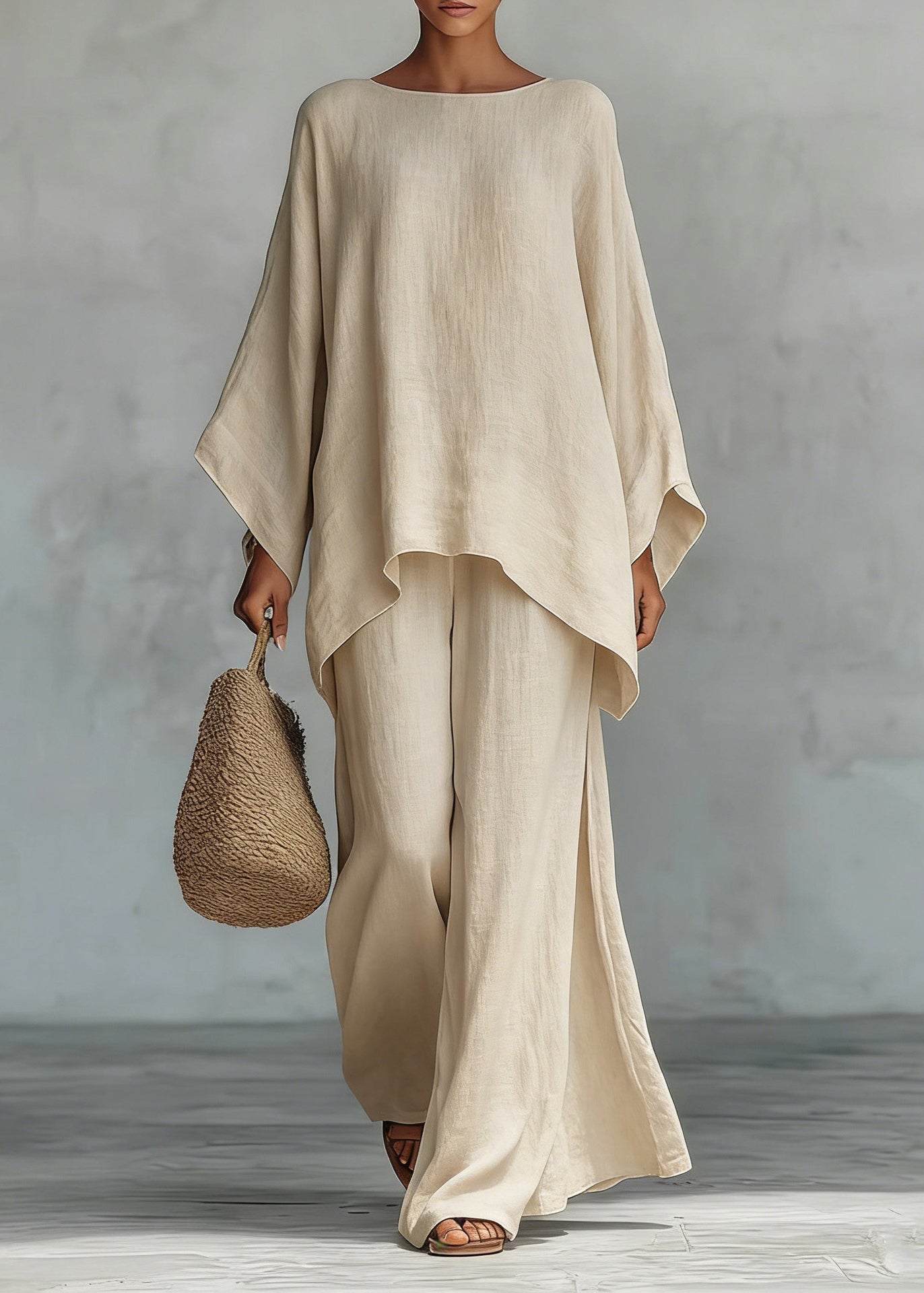 White Oversized Linen Two Piece Set Spring