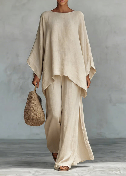 White Oversized Linen Two Piece Set Spring