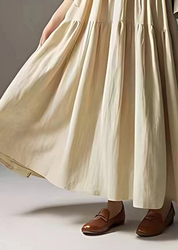 White Oversized Wrinkled Linen Ankle Dress Summer