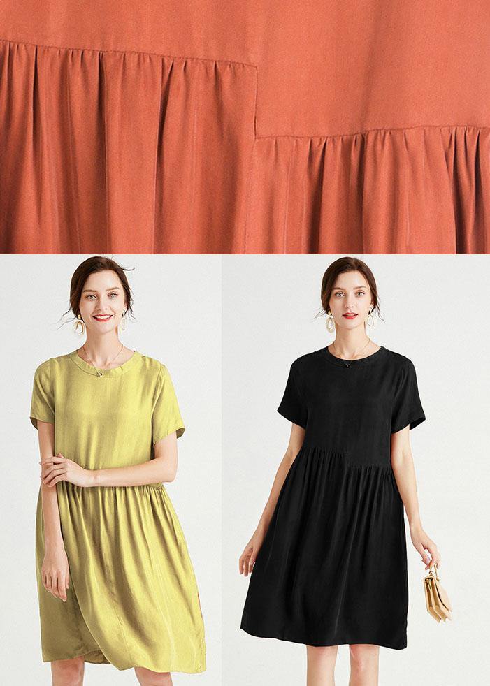 Yellow Loose Summer Short Sleeve Mid Dress