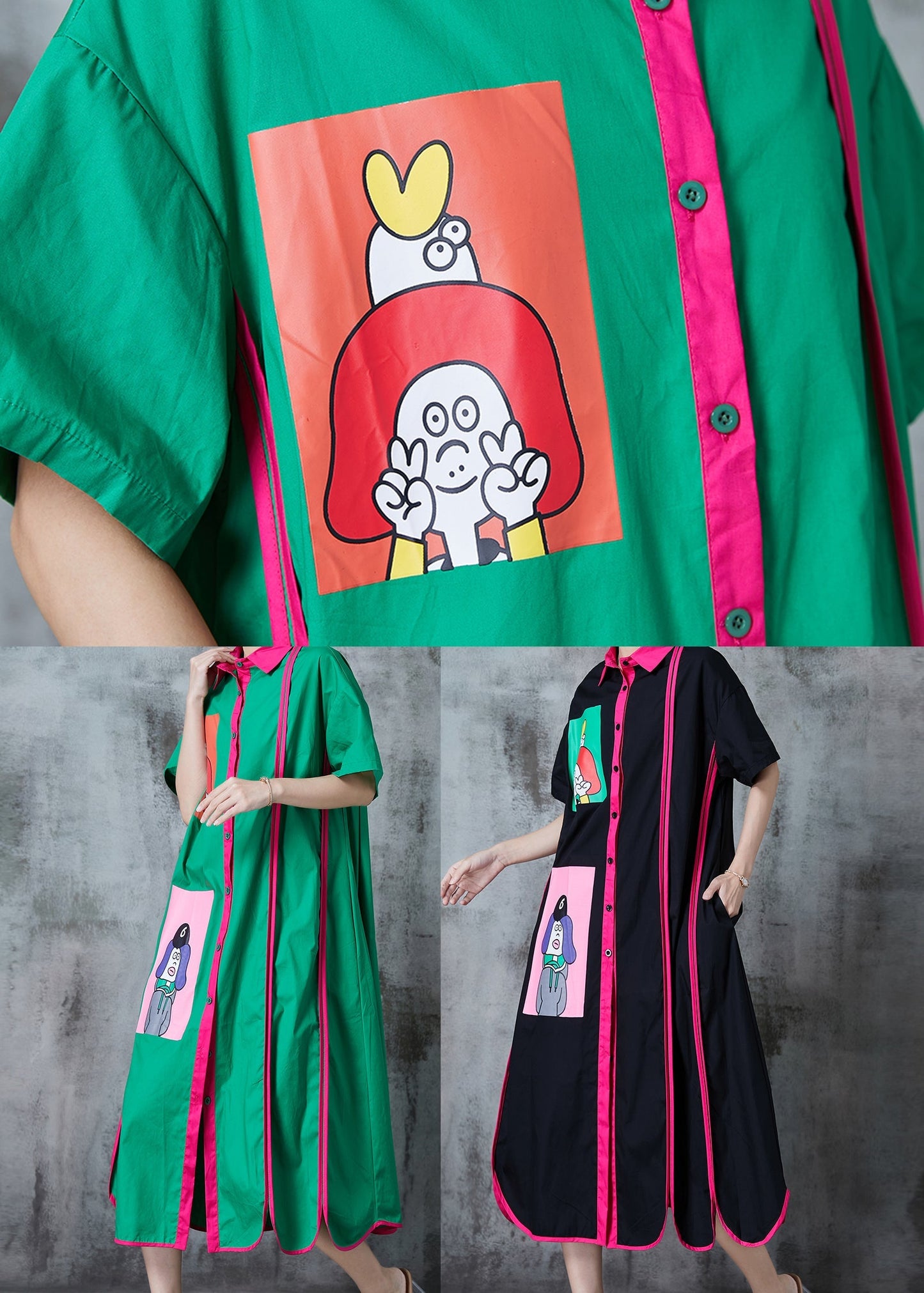 Black Applique Patchwork Cotton Vacation Dresses Summer