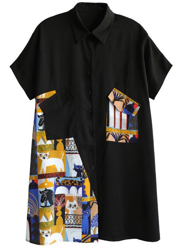 Black Patchwork Print Summer Party Dresses