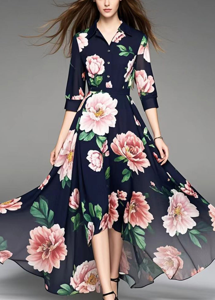 Black Exra Large Hem Chiffon Vacation Dresses Summer