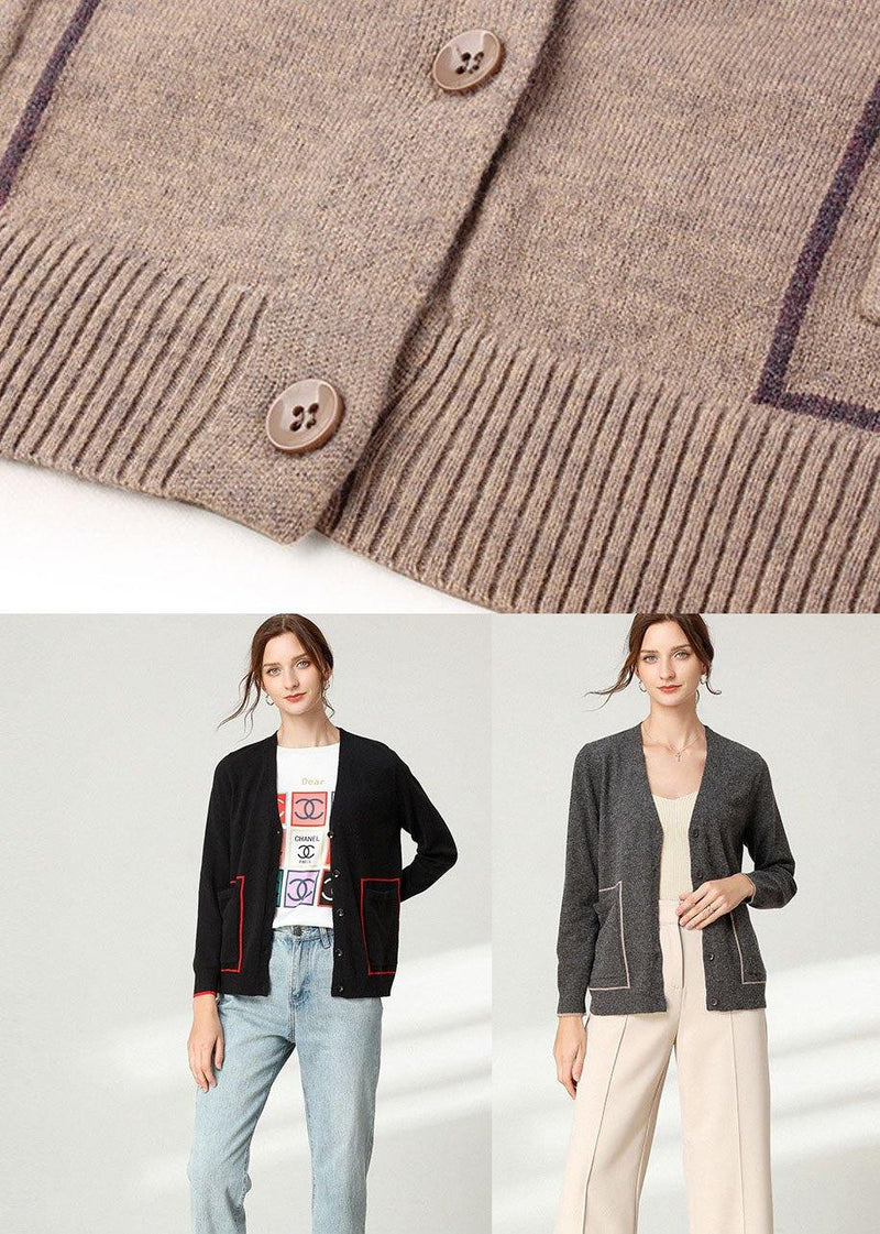 Black Knit Button Long Sleeve Cardigan