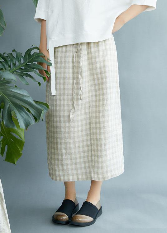 Black Plaid Pockets Fall Tie Waist Skirt