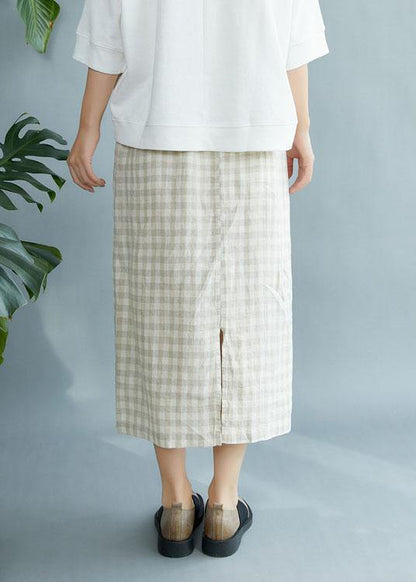 Black Plaid Pockets Fall Tie Waist Skirt