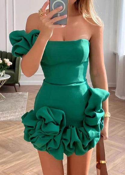 Blue Backless Wraped Strapless Dress Summer