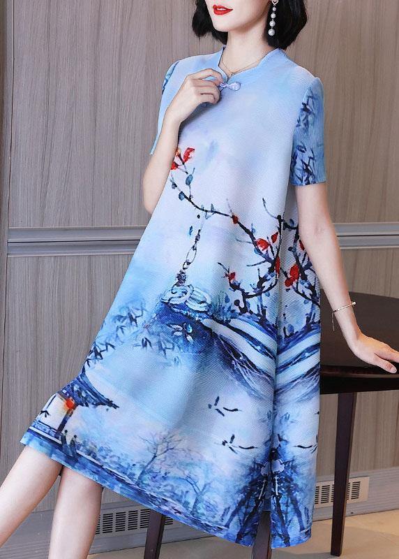 Blue Print Oriental Mid Dress Summer