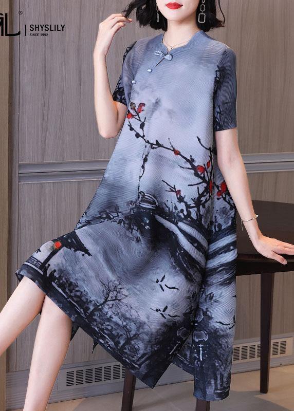 Blue Print Oriental Mid Dress Summer