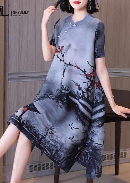 Blue Print Oriental Mid Dress Summer