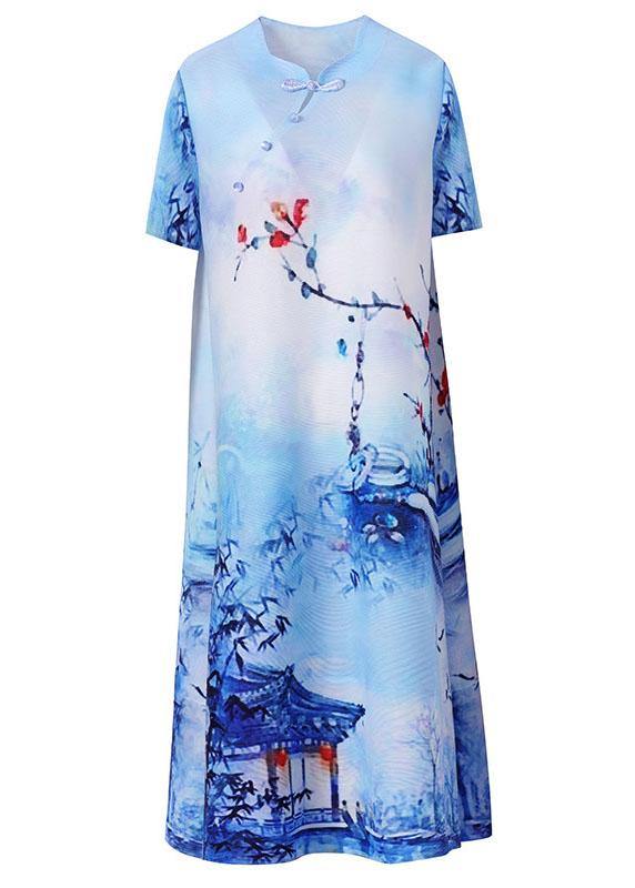 Blue Print Oriental Mid Dress Summer