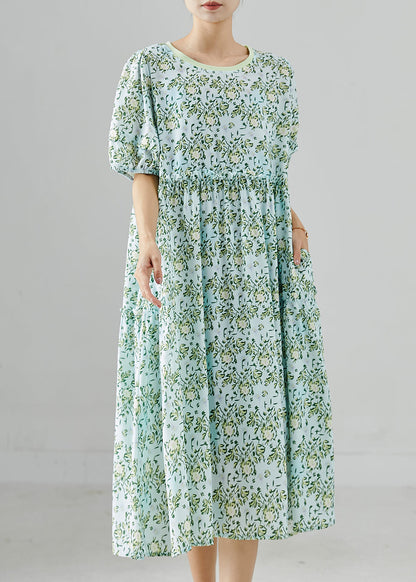 Green Oversized Print Chiffon Vacation Dresses Summer